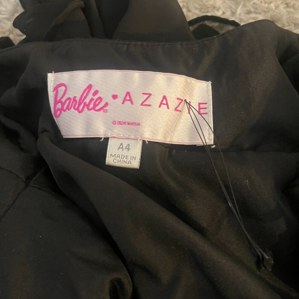 Barbie x Azazie Black Ruffle Slit Maxi Dress A4 - Picture 8 of 11